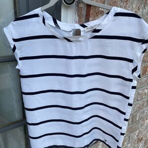 Abercrombie & Fitch Black and Cream Striped Blouse
